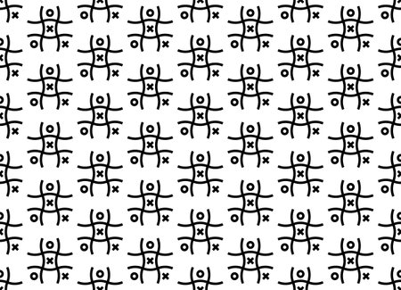Tic Tac Toe. Black and white seamless pattern full od tic tac toe, Noughts and crosses, Xs and Osのイラスト素材