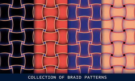 Geometric seamless patterns with intertwined bands. Wrapping paper. Tiling. Abstract background setのイラスト素材