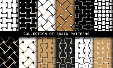 Geometric seamless patterns with intertwined bands. Wrapping paper. Tiling. Abstract background setのイラスト素材