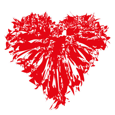 Broken heart, small pieces, particles. Abstract Vector illustration isolated on light backgroundのイラスト素材