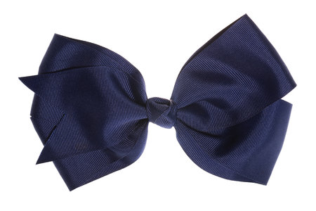Beautiful blue gift bow, isolated on whiteの写真素材