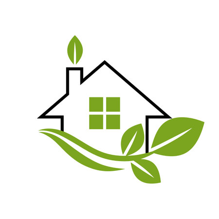 Leaf and green house logo templateのイラスト素材