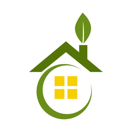 Leaf and green house logo templateのイラスト素材