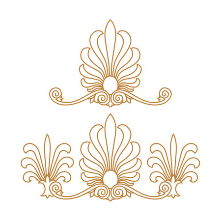 Antique and baroque cartouche ornaments vector set. Vintage architectural details design elementsのイラスト素材