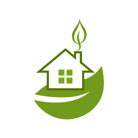 Green house and Leaf logo templateのイラスト素材
