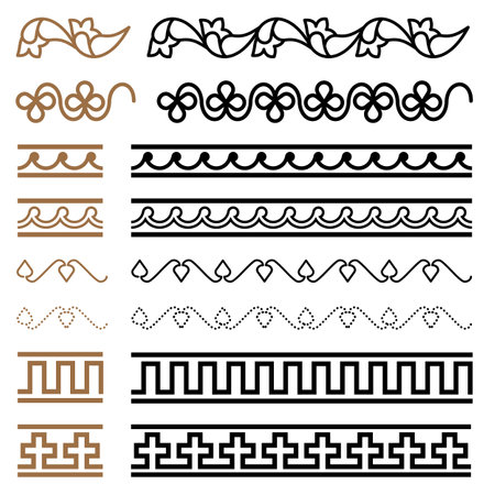 Ancient Greek borders vector set. Collection from Greece of geometric bordersのイラスト素材