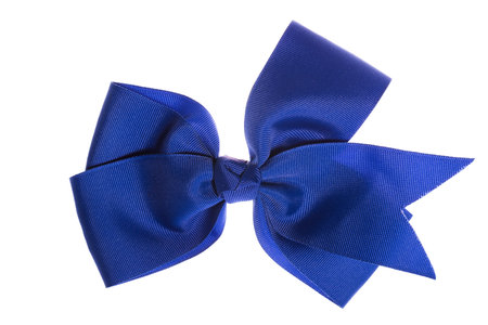 Beautiful blue gift bow, isolated on whiteの写真素材