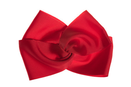 Beautiful red gift bow, isolated on whiteの写真素材