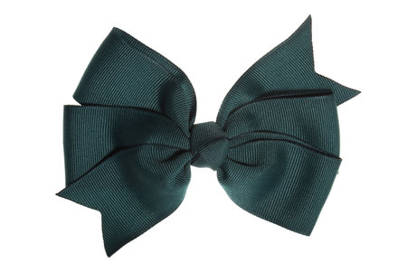 Green bow, isolated on white backgroundの写真素材