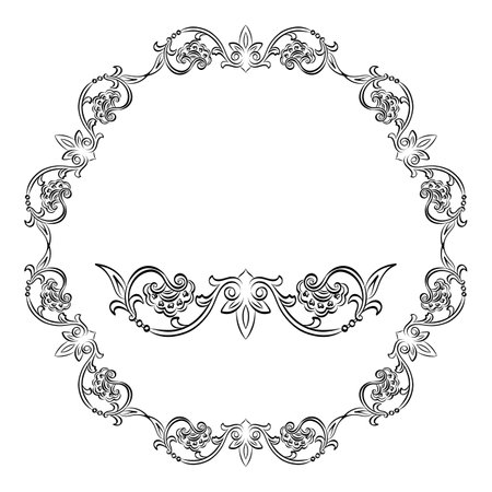Greek decorative element flower, greek vector round frame, antique border from Greece.のイラスト素材