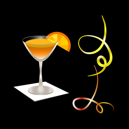 Orange Fruit Juice In A Glass Festive Serpentine Cocktail Glass