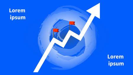 Growth arrow with red flags. Place for text. Modern design idea for financial presentation, finance...