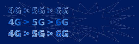 Technological blue banner. 4G 5G 6G data transmission technology. Intercontinental global...