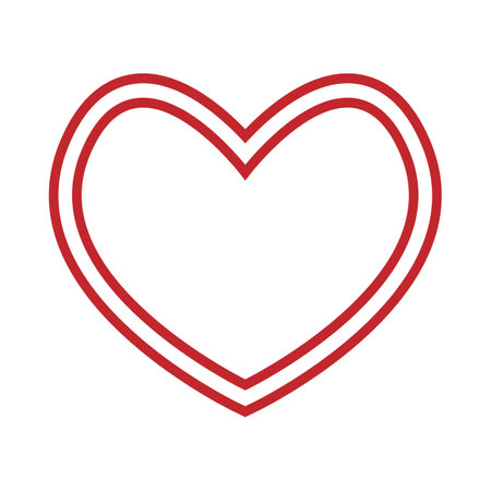 Double red outline heart icon. Ideal love symbol. Valentine's Day sign. Abstract heart design. Romantic emblem to express feelings and strengthen relationships.のイラスト素材