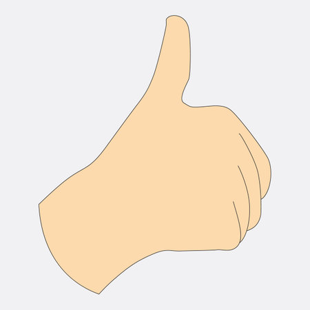 Gesture showing positive emotions. Thumb up as symbol of approval and consent. positive value. Affirmative gesture Like and OK. Gesticulation with fingers. Flat icons design template element.のイラスト素材