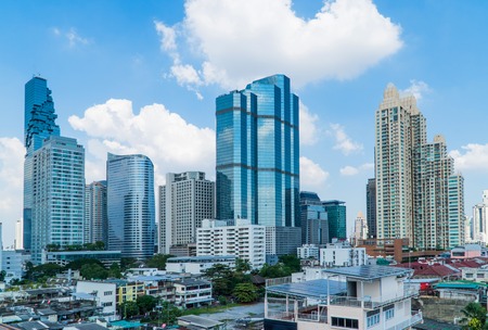 BANGKOK - JANUARY 16, 2017: Bangkok Cityscape, business district with high building at sunshine day...