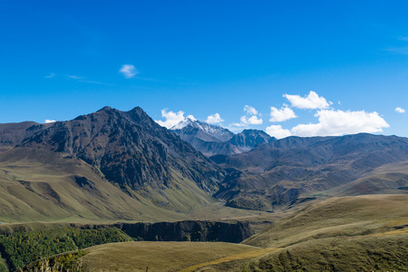 Beautifull landscape view of Caucasus mountains near mount Elbrus - the highest mountain in Europe.の写真素材