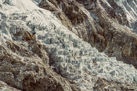 Hiker making selfie at Beautifull Everest and Nuptse mountains landscape from the footpath on the...