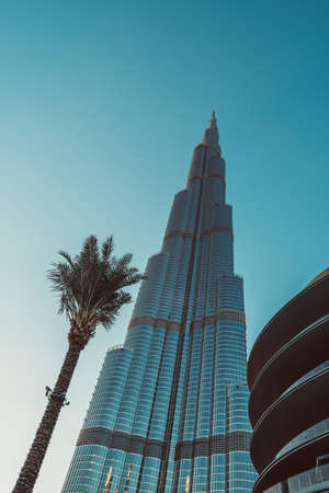 DUBAI, UAE - DECEMBER 12, 2018: Burj Khalifa tower in Dubai. Burj Khalifa is the highest building in the world.のeditorial素材