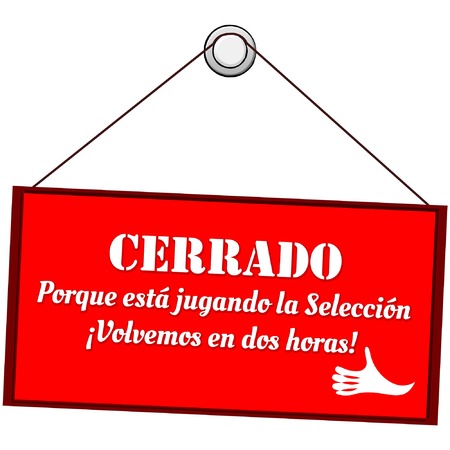 Open sign on the door that says open for holidays, text in Spanishのイラスト素材