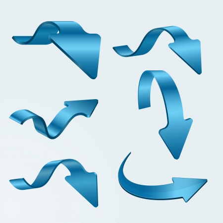 Set of 3D blue arrows on white backgroundのイラスト素材