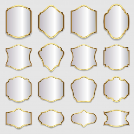 Set of advertising panels signboards with gold  framesのイラスト素材