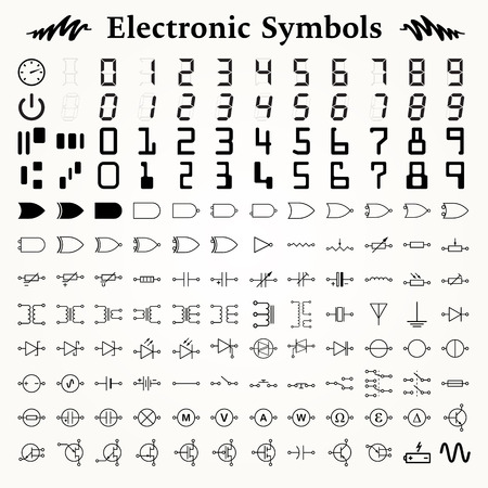 Elements of electronic symbols, icons and signsのイラスト素材