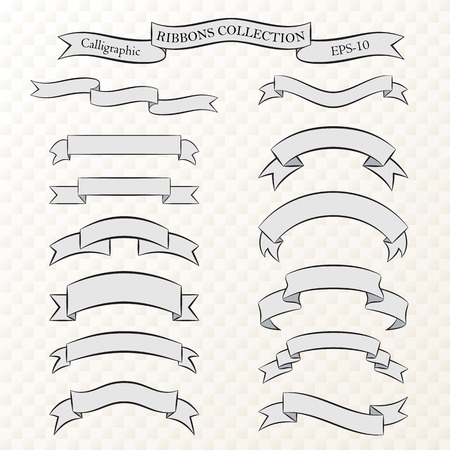 Collection of calligraphic banners for designのイラスト素材