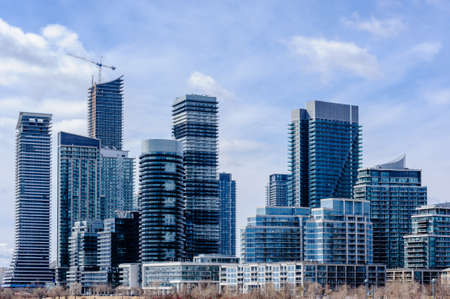 TORONTO, CANADA - MARCH 17, 2019: Modern residential condominium tower developments in Etobicoke, in the west end of the city.のeditorial素材