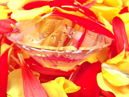 Diamond and Flower Petals (Rose and Gerbera Daisy)の写真素材