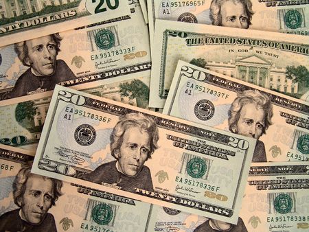 Jackson close-up on new 20 dollars United States billsの写真素材