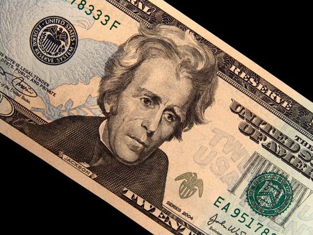 US Twenty Dollar Bills Andrew Jackson (Isolated)の写真素材