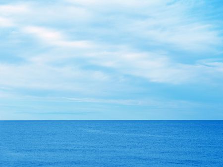 Blue Sky White Cloud Ocean Sea High Resolution Background                               の写真素材