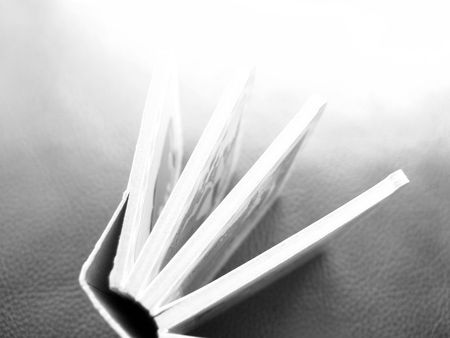 An open book pattern on a very good texture of European sofa leather in black and white style                               の写真素材