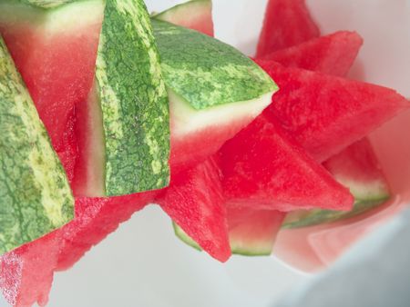Juicy watermelon pieces stack for summer picnic                               の写真素材