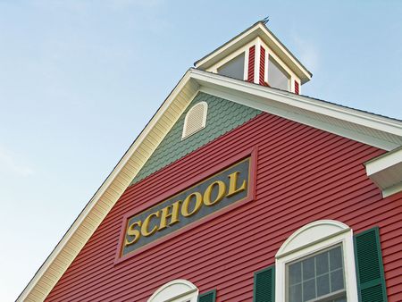 Colonial House School Building Against Blue Sky                               の写真素材