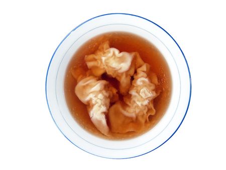 Wontons Dumplings Soup Asian Food Ceramic Plate                               の写真素材
