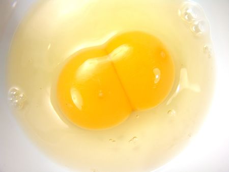 Identical Twins Egg White Yolk Close Upの写真素材