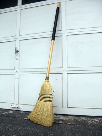 Corn broom gardening and construction cleaning tool の写真素材