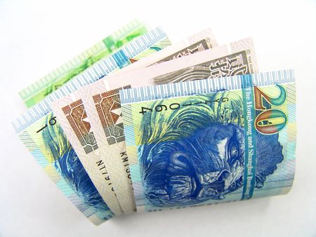 Hong Kong Paper Currency macro close-up ($20)                               