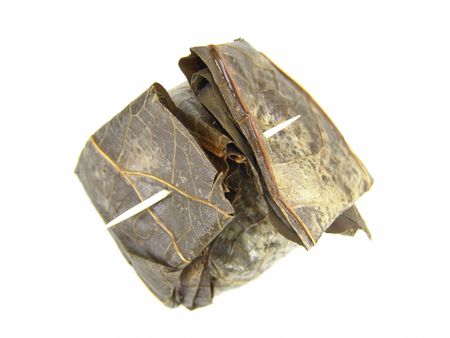 Closeup of isolated Steamed Rice in Lotus Leaves (Chinese Food)                               の写真素材