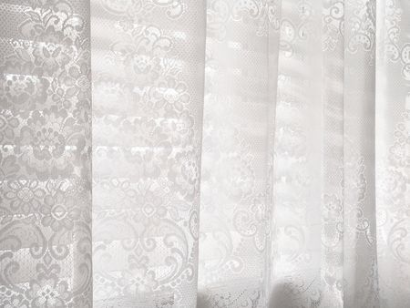 Abstract white lace blinds window pattern background                               の写真素材