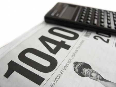 Isolated United States Tax Form and Calculator                               の写真素材
