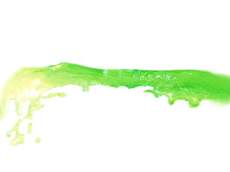 Isolated green liquid splashing and falling in the air                               の写真素材