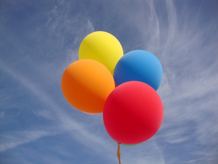 Colorful Ballons Blue Skyの写真素材