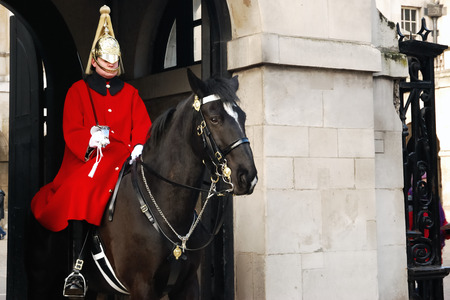 London, United Kingdom - January 05, 2010: The Horse Guard. The Life Guards is the senior regiment of the British Army and part of the Household Cavalry.のeditorial素材