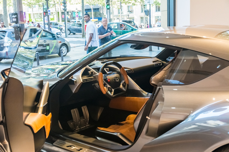 Paris, France - August 13, 2016: A protoype of the FT-1 by Toyota, seen on the Champs-Elysees in Paris.のeditorial素材