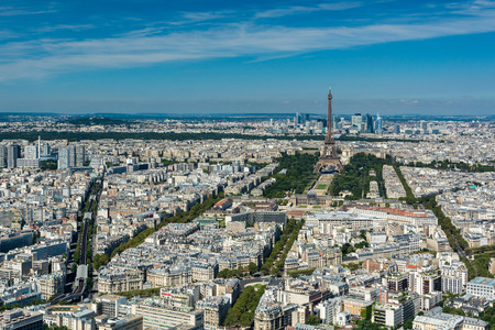 Skyline of Paris from the top of the Montparnasse tower. We can see the Eiffel Tower, the trocadero, ...の写真素材