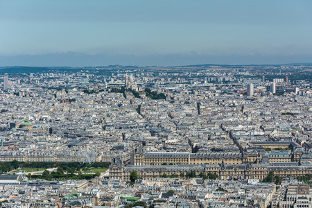Skyline of Paris from the top of the Montparnasse tower. We can see the Louvre museum, the Tuileries garden, the Madeleine church, the basilica of the Secred Heart, ...のeditorial素材