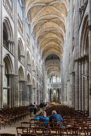 Rouen, France - September 4, 2016: Rouen is known for its Notre Dame cathedral, a Roman Catholic church. It is the see of the Archbishop of Rouen, Primate of Normandy. The cathedral is in the Gothic architectural tradition.のeditorial素材